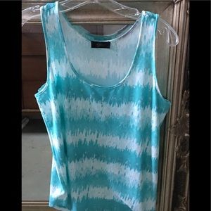 Turquoise and White sleeveless blouse